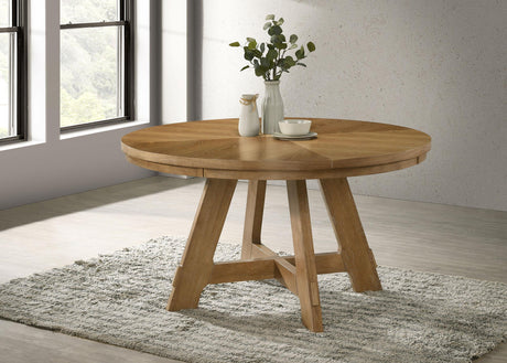 Danvers Round 54-inch Wood Dining Table Brown Oak 109150 - Ella Furniture