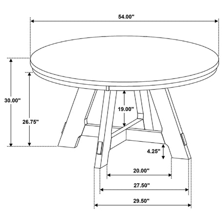 Danvers Round 54-inch Wood Dining Table Brown Oak 109150 - Ella Furniture