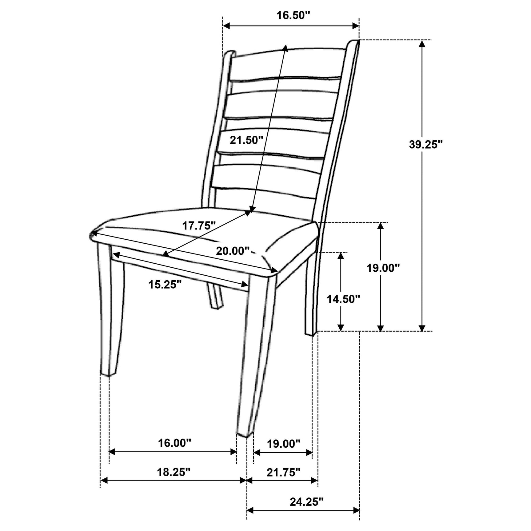 Danvers Wood Dining Side Chair Brown Oak (Set of 2) 109152 - Ella Furniture