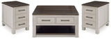 Darborn Gray/brown Coffee Table With 2 End Tables - Ella Furniture