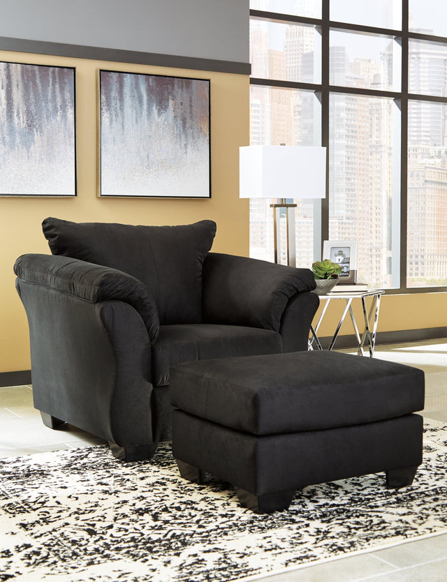 Darcy Black Chair And Ottoman - Ella Furniture