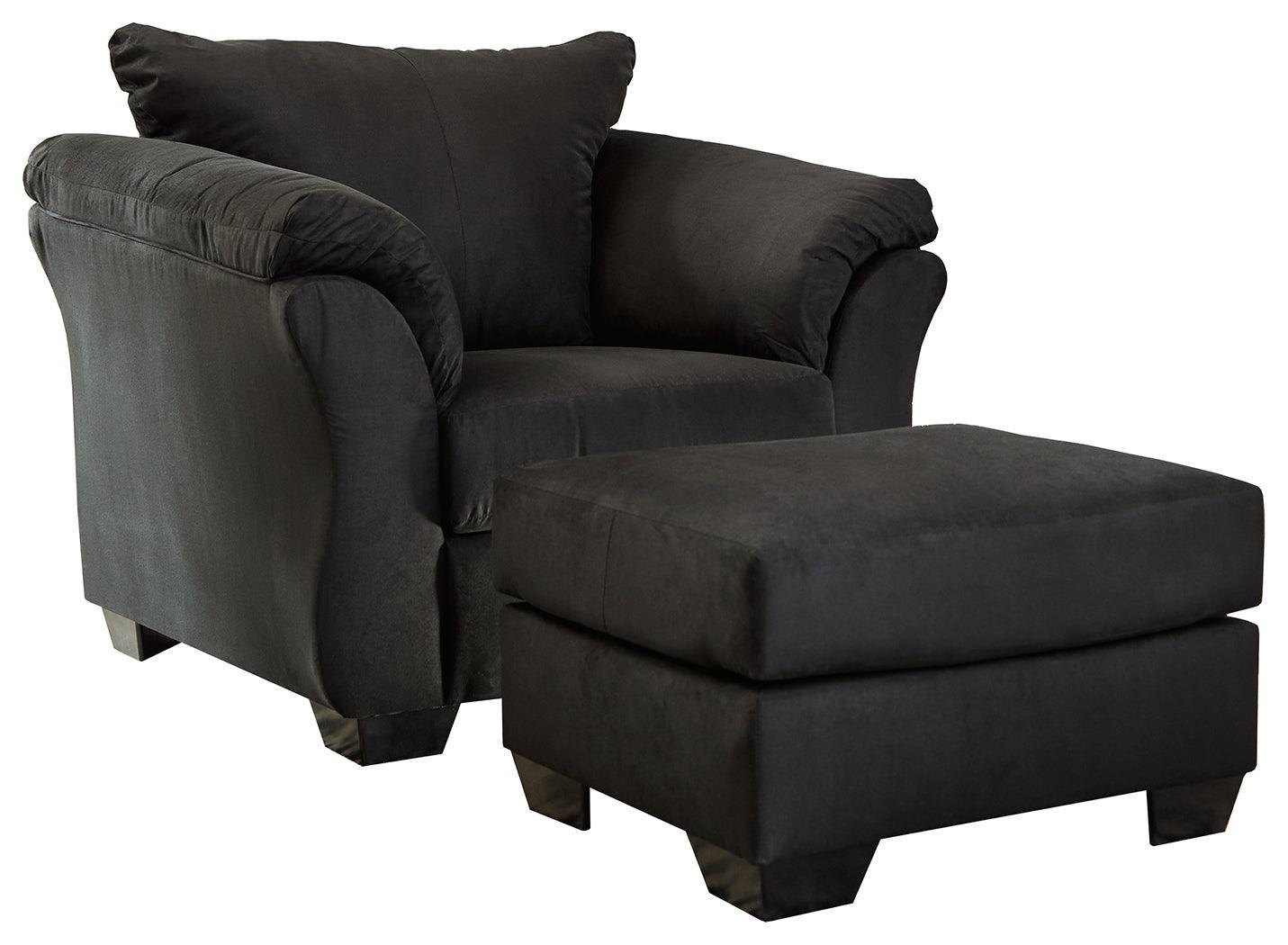 Darcy Black Chair And Ottoman - Ella Furniture