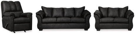 Darcy Black Sofa, Loveseat And Recliner - Ella Furniture