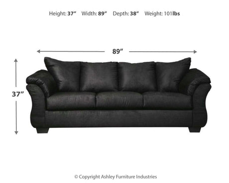 Darcy Black Sofa, Loveseat, Chair And Ottoman - Ella Furniture