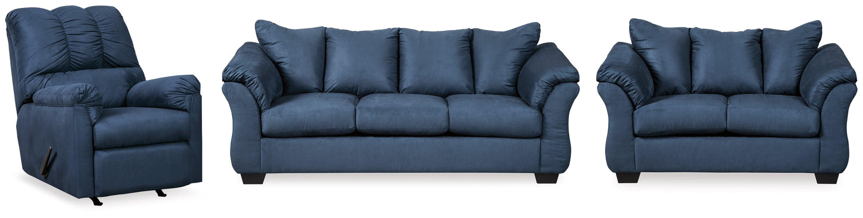 Darcy Blue Sofa, Loveseat And Recliner - Ella Furniture