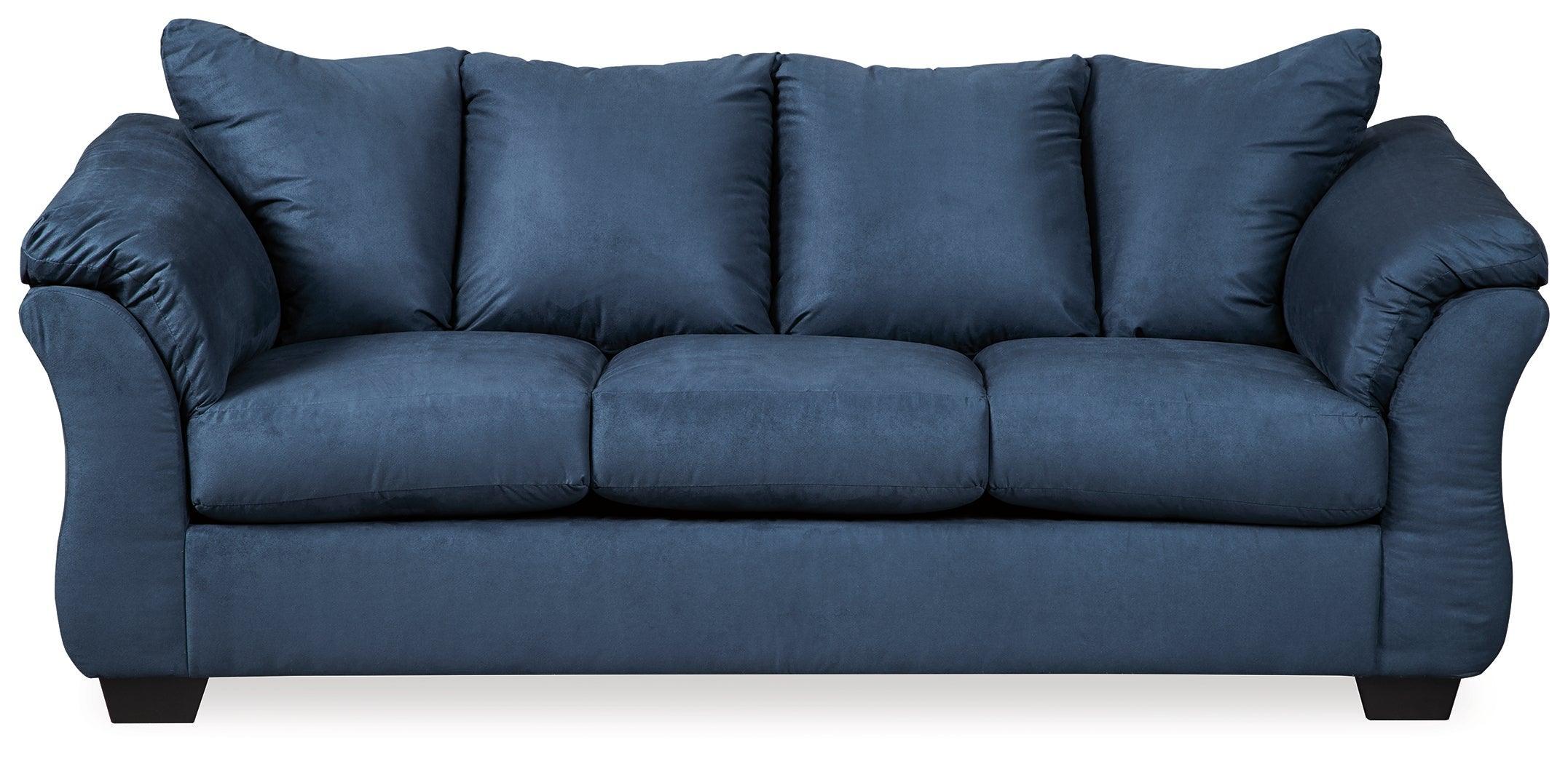 Darcy Blue Sofa Loveseat And Recliner - Ella Furniture