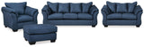 Darcy Blue Sofa, Loveseat, Chair And Ottoman - Ella Furniture