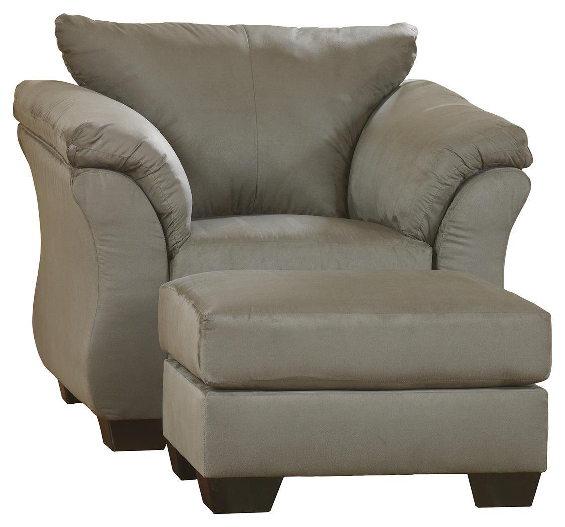 Darcy Cobblestone Chair And Ottoman - Ella Furniture