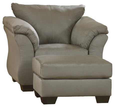 Darcy Cobblestone Chair And Ottoman - Ella Furniture