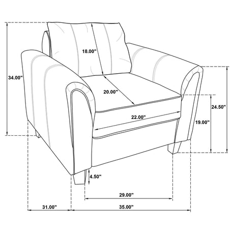 Davis Davis Upholstered Rolled Arm Accent Chair Grey 509636 - Ella Furniture