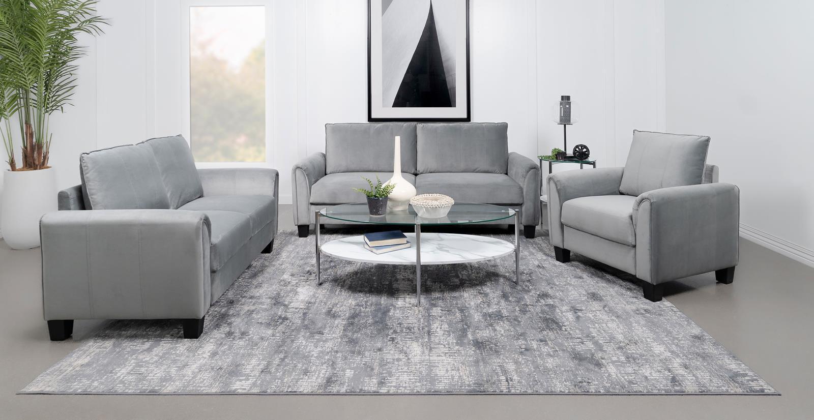 Davis Davis Upholstered Rolled Arm Accent Chair Grey 509636 - Ella Furniture