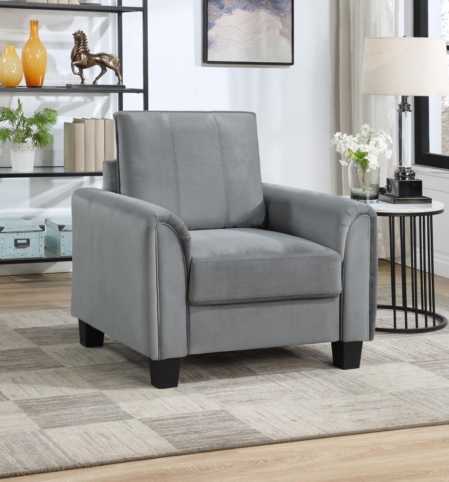 Davis Davis Upholstered Rolled Arm Accent Chair Grey 509636 - Ella Furniture