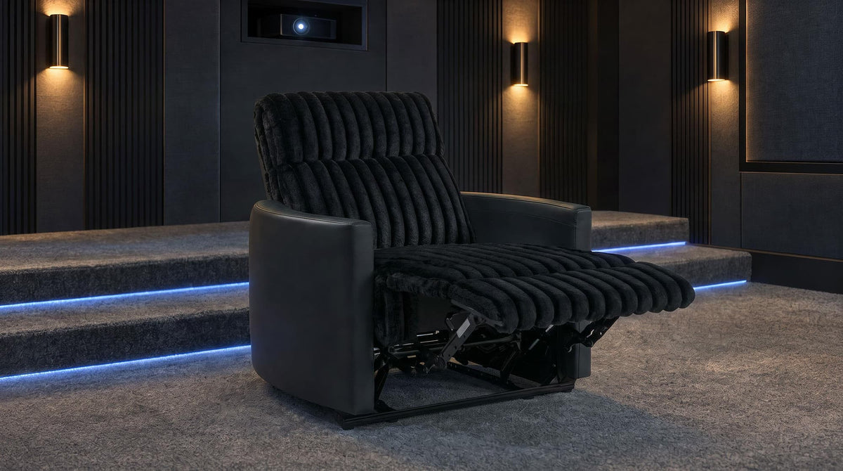Madden Corduroy Upholstered Track Arm Manual Recliner Black — product image 3