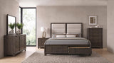 Farre Eastern King Upholstered Storage Platform Bed Dark Brown — product image 13