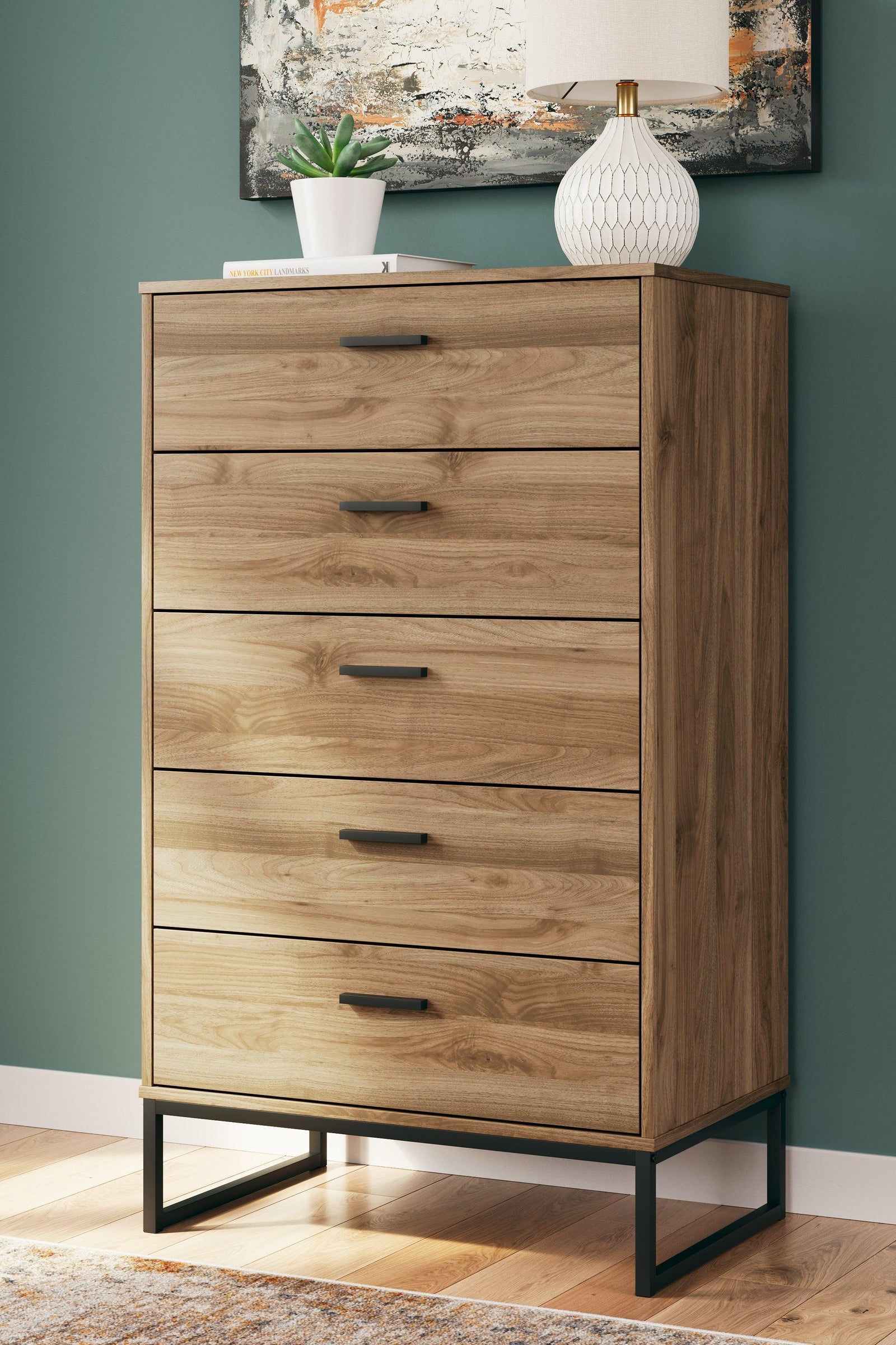 Deanlow Honey Chest of Drawers - Ella Furniture