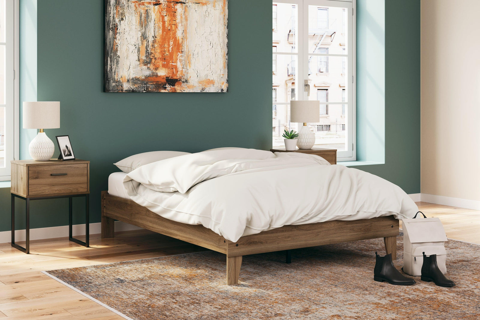 Deanlow Honey Full Platform Bed - Ella Furniture