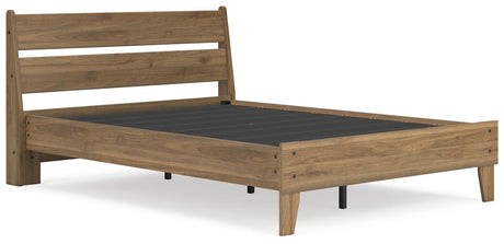Deanlow Honey Full Platform Panel Bed - Ella Furniture