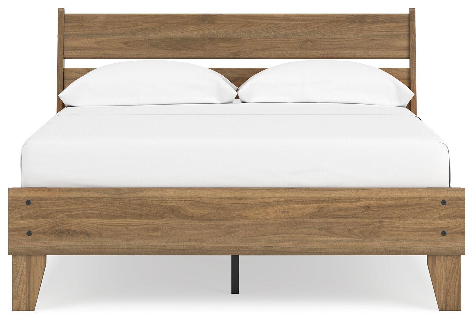 Deanlow Honey Full Platform Panel Bed - Ella Furniture
