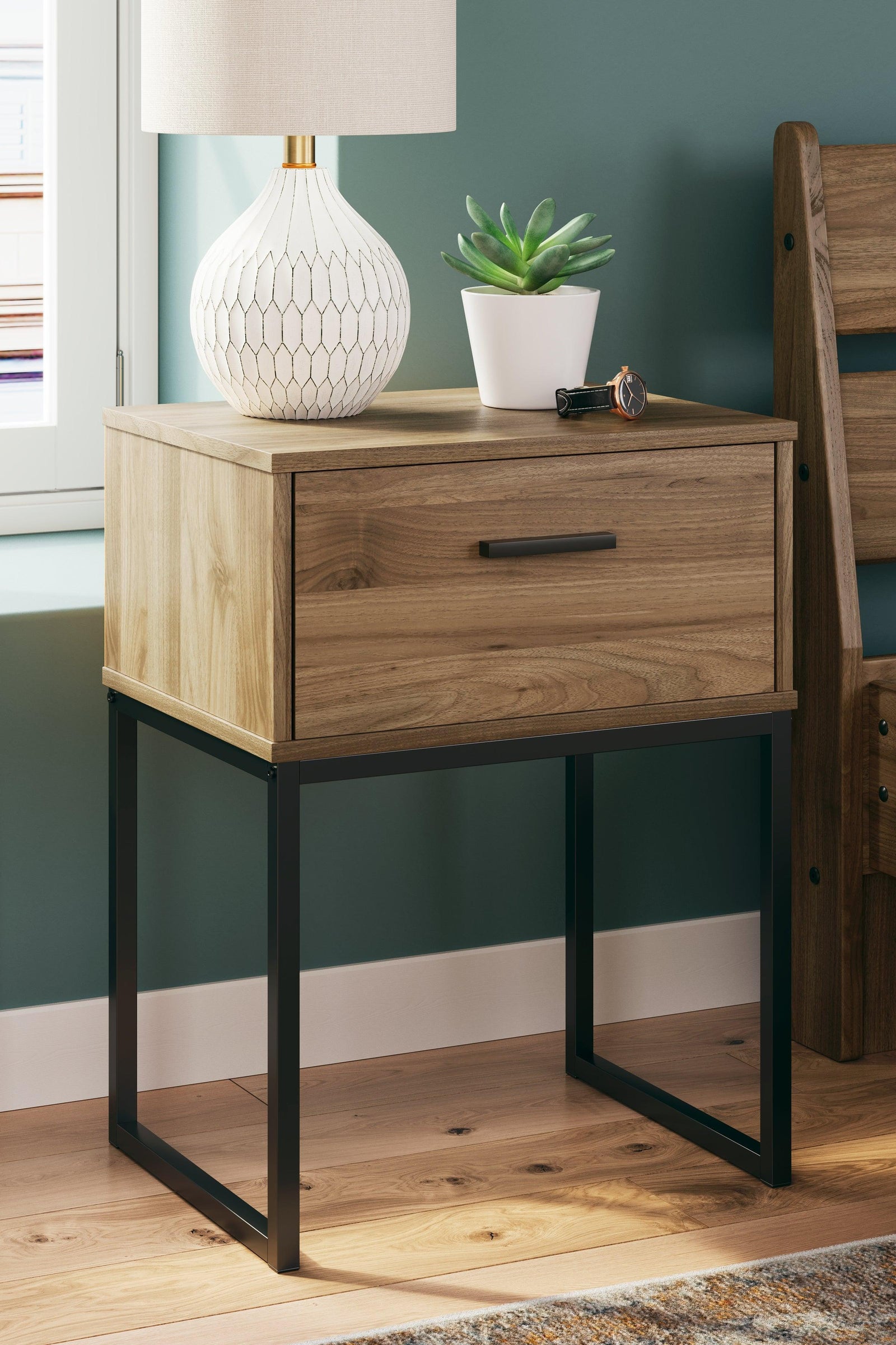 Deanlow Honey Nightstand - Ella Furniture