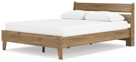 Deanlow Honey Queen Platform Panel Bed - Ella Furniture