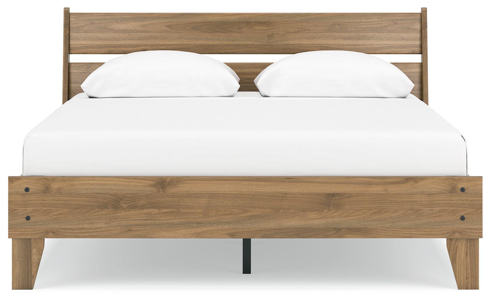 Deanlow Honey Queen Platform Panel Bed - Ella Furniture