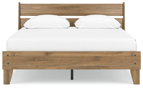 Deanlow Honey Queen Platform Panel Bed - Ella Furniture
