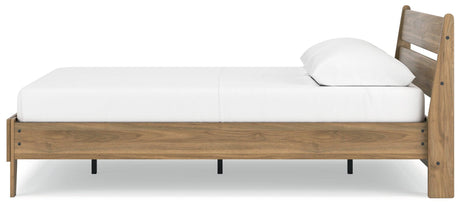 Deanlow Honey Queen Platform Panel Bed - Ella Furniture