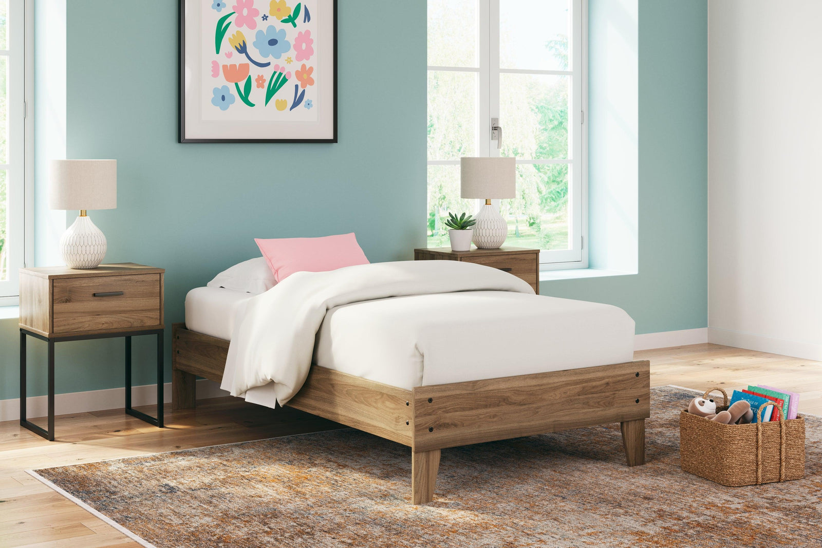 Deanlow Honey Twin Platform Bed - Ella Furniture
