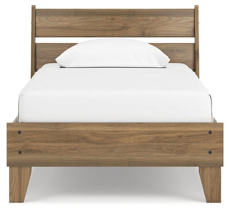 Deanlow Honey Twin Platform Panel Bed - Ella Furniture