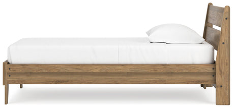 Deanlow Honey Twin Platform Panel Bed - Ella Furniture