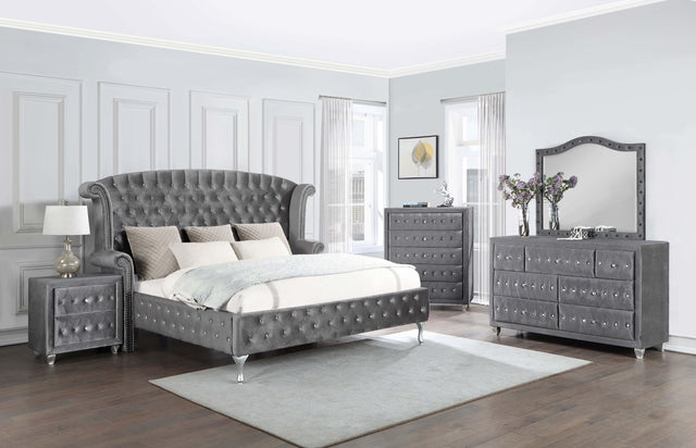 Deanna Grey Tufted Upholstered Bedroom Set - Ella Furniture