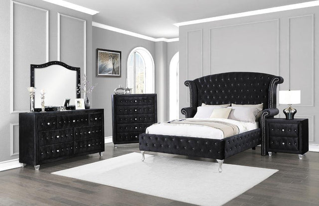 Deanna Tufted Upholstered Black Bedroom Set - Ella Furniture
