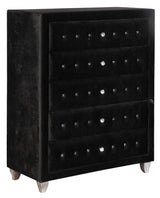 Deanna Tufted Upholstered Black Bedroom Set - Ella Furniture