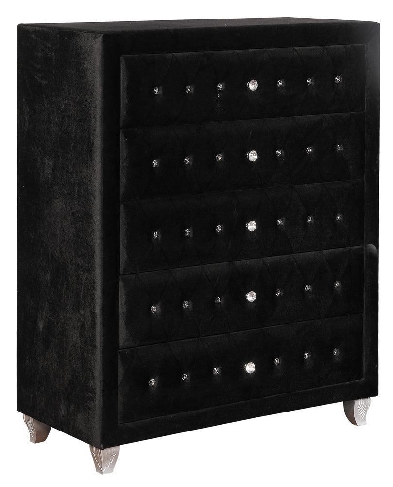 Deanna Tufted Upholstered Black Bedroom Set - Ella Furniture