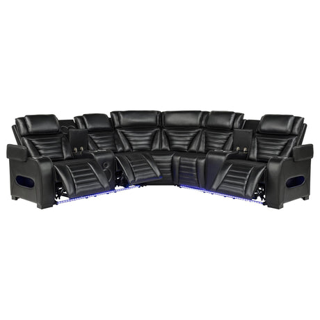 Zuma 3-Piece Dual Power Faux Leather Reclining Sectional Sofa Black — product image 2