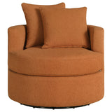 Debbie Upholstered Swivel Accent Chair Burnt Orange 902275 - Ella Furniture