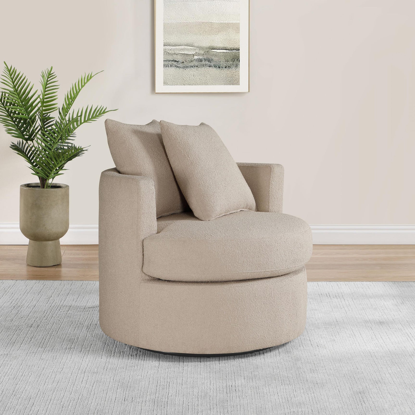 Debbie Upholstered Swivel Accent Chair Camel 902274 - Ella Furniture