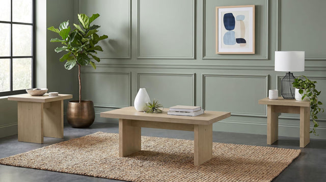 Decker 3-piece Coffee and End Table Set Natural Oak from Ella Furniture