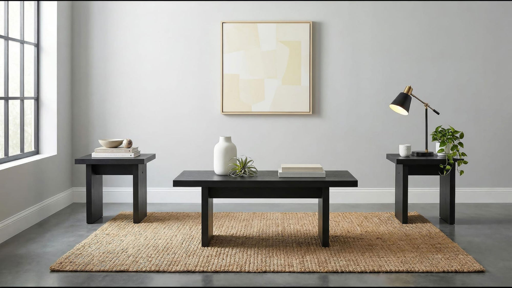 Decker 47-Inch Rectangular Cocktail Coffee Table Black view 10
