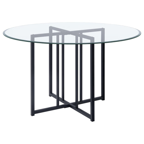 Pace 48-inch Round Glass Top Dining Table Matte Black — product image 3