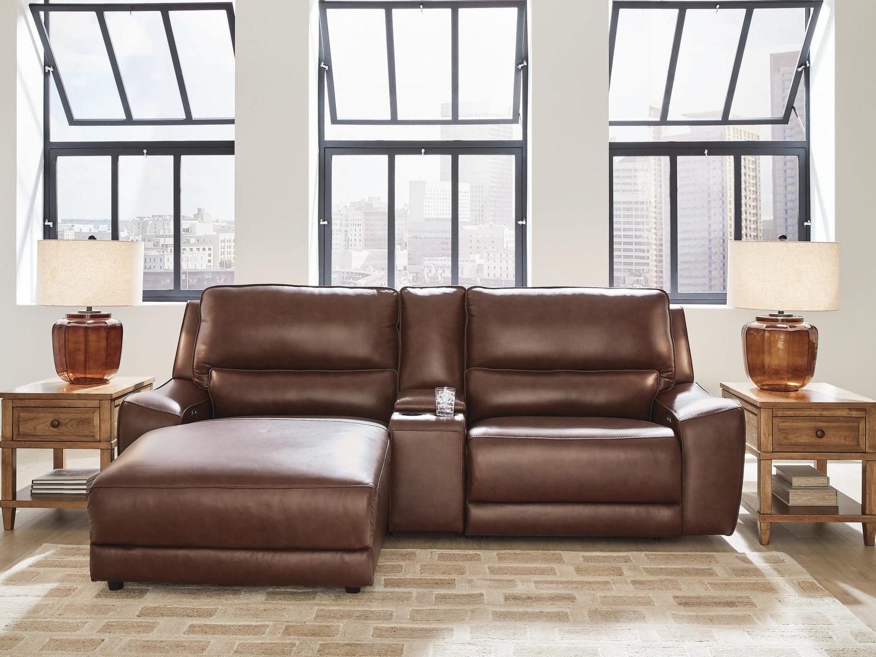 DeepWakes Canyon Leather 3-Piece Power Reclining Sectional with Chaise view 3