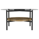 Delfin Round Glass Top Coffee Table Black and Brown 721618 - Ella Furniture