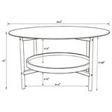 Delfin Round Glass Top Coffee Table Black and Brown 721618 - Ella Furniture