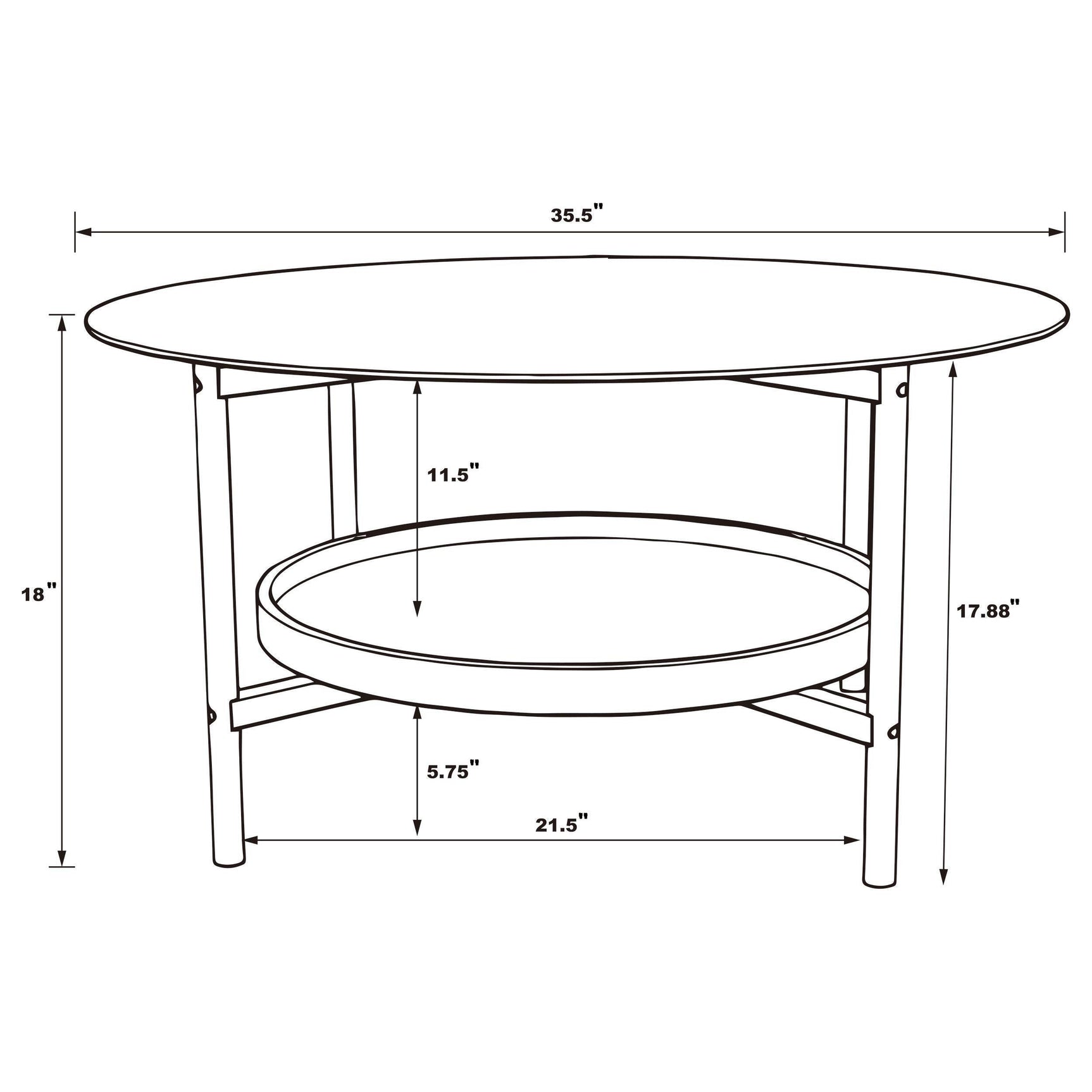 Delfin Round Glass Top Coffee Table Black and Brown 721618 - Ella Furniture