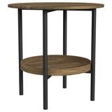 Delfin Round Glass Top Side End Table Black and Brown 721617 - Ella Furniture
