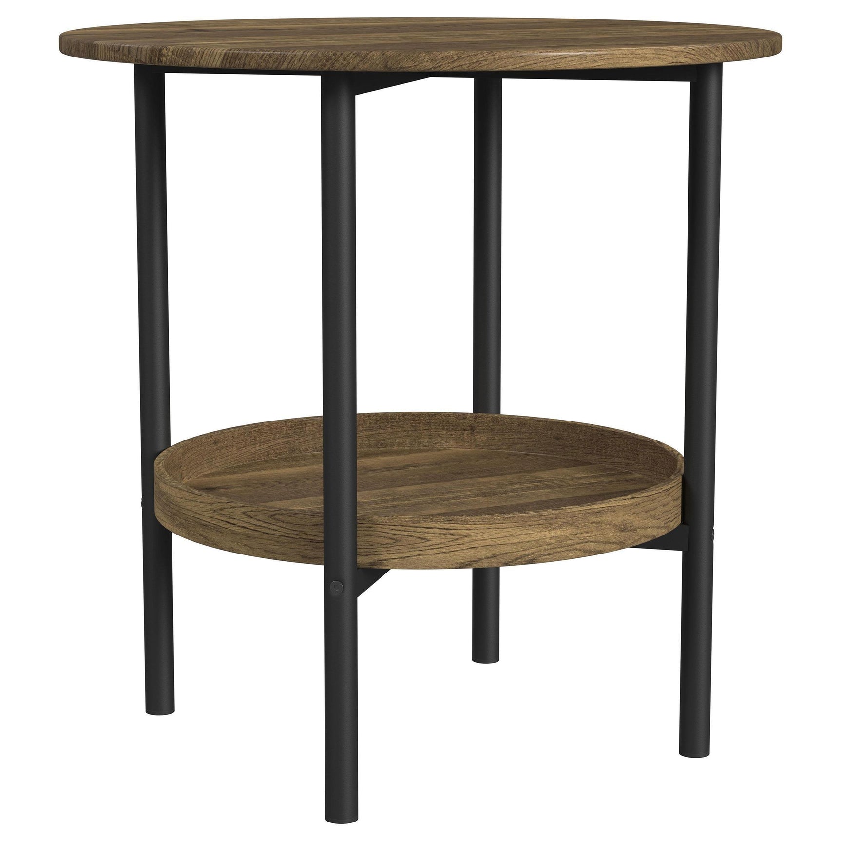Delfin Round Glass Top Side End Table Black and Brown 721617 - Ella Furniture