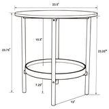Delfin Round Glass Top Side End Table Black and Brown 721617 - Ella Furniture