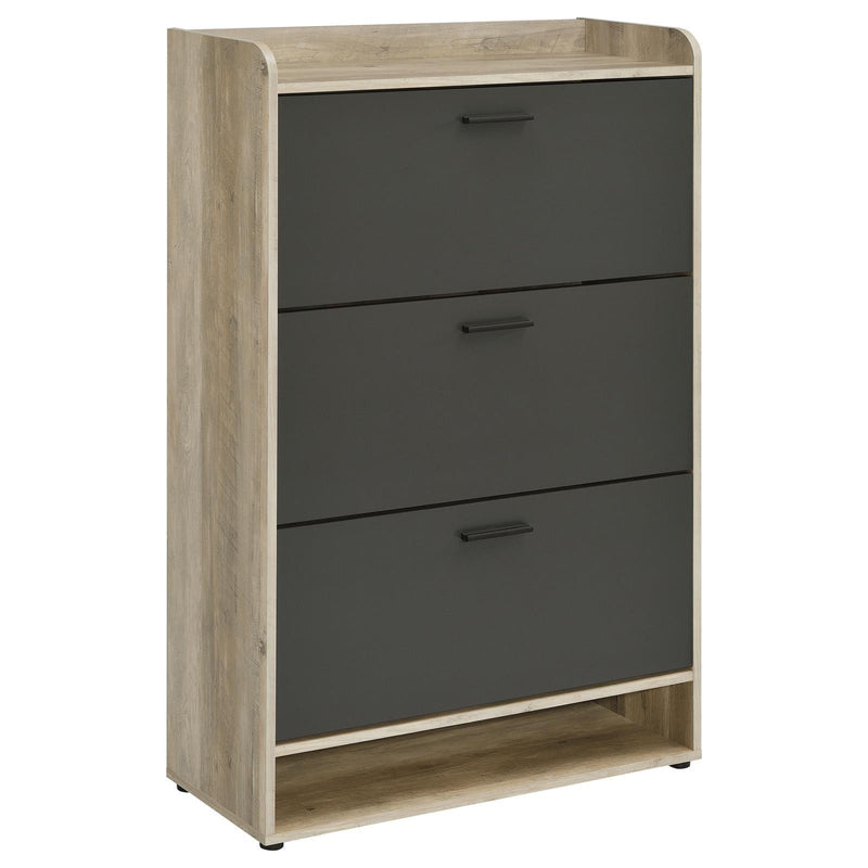 Denia 3-Tier Shoe Storage Cabinet Antique Pine And Grey 950404 - Ella Furniture