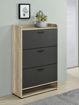 Denia 3-Tier Shoe Storage Cabinet Antique Pine And Grey 950404 - Ella Furniture