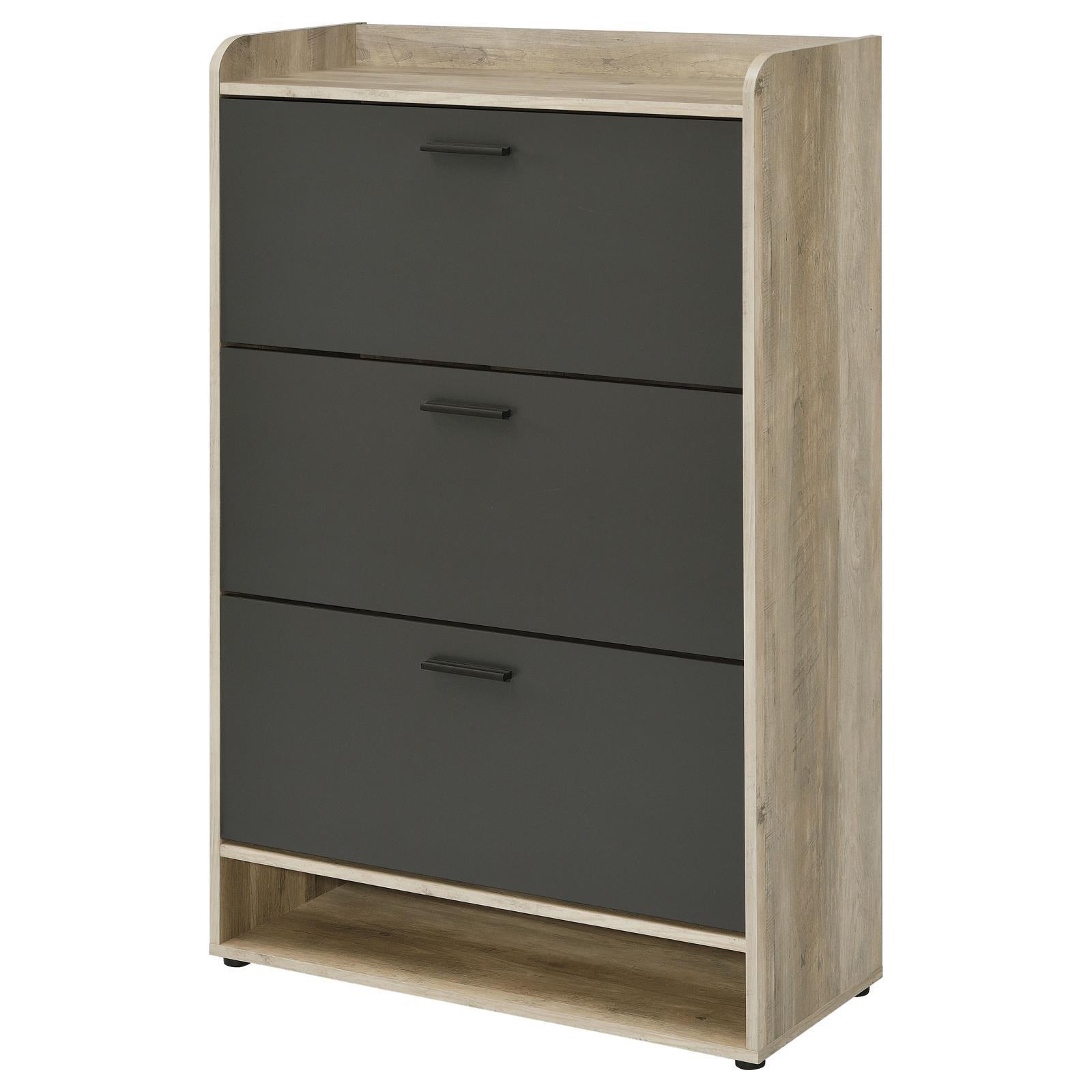 Denia 3-Tier Shoe Storage Cabinet Antique Pine And Grey 950404 - Ella Furniture